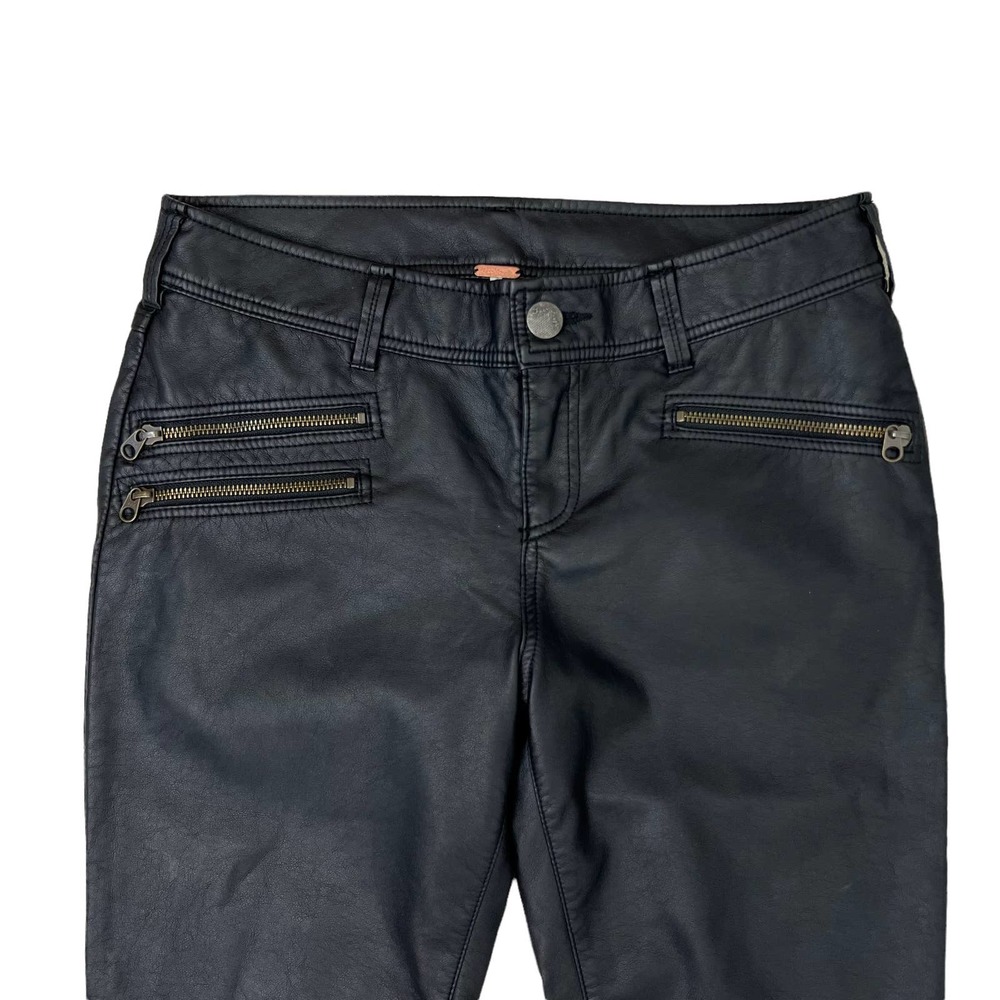 Free People Faux Leather Pants Size 4 Zip Ankle Zipper Pockets Moto Skinny Black - Picture 6 of 7